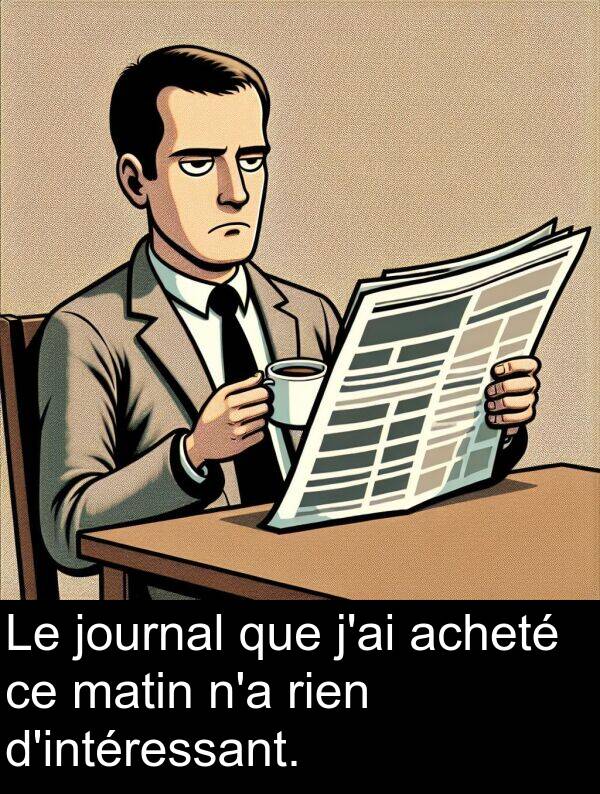 journal: Le journal que j'ai acheté ce matin n'a rien d'intéressant.