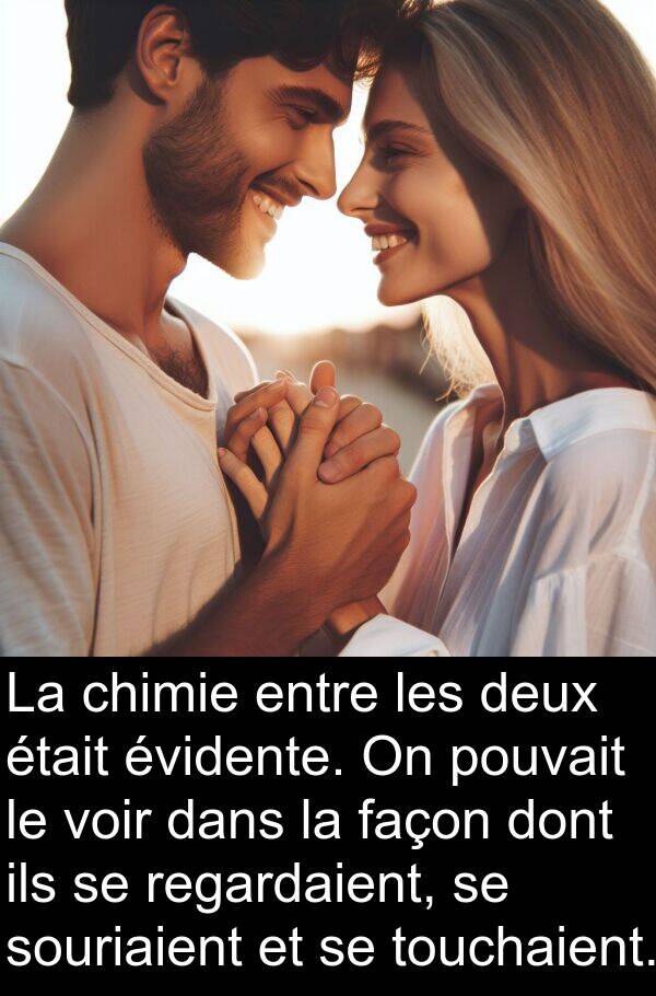 ils: La chimie entre les deux était évidente. On pouvait le voir dans la façon dont ils se regardaient, se souriaient et se touchaient.