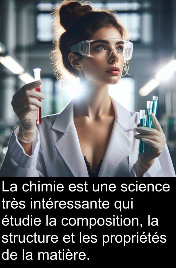 composition: La chimie est une science très intéressante qui étudie la composition, la structure et les propriétés de la matière.