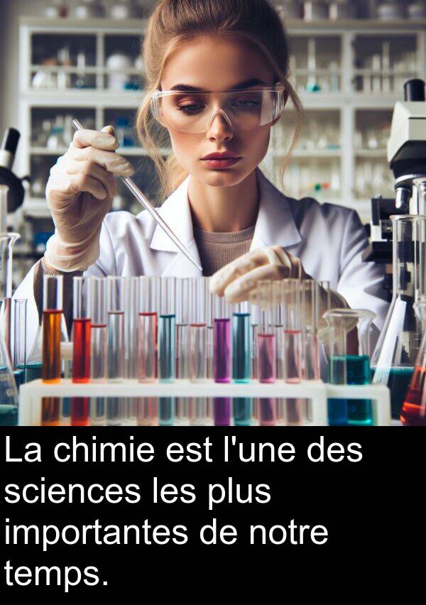 temps: La chimie est l'une des sciences les plus importantes de notre temps.