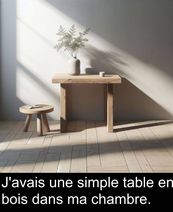 simple: J'avais une simple table en bois dans ma chambre.