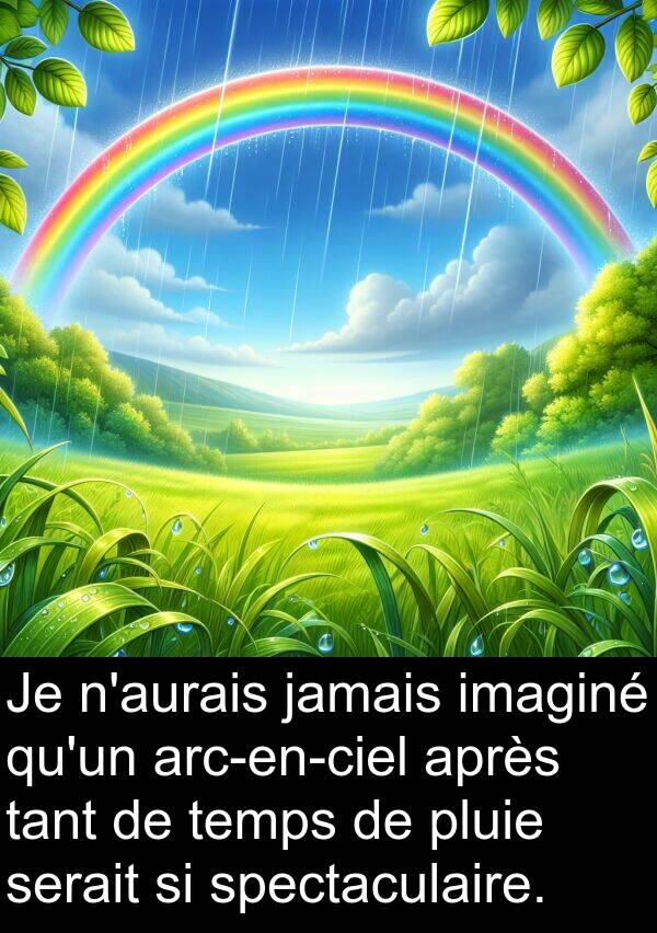 jamais: Je n'aurais jamais imaginé qu'un arc-en-ciel après tant de temps de pluie serait si spectaculaire.