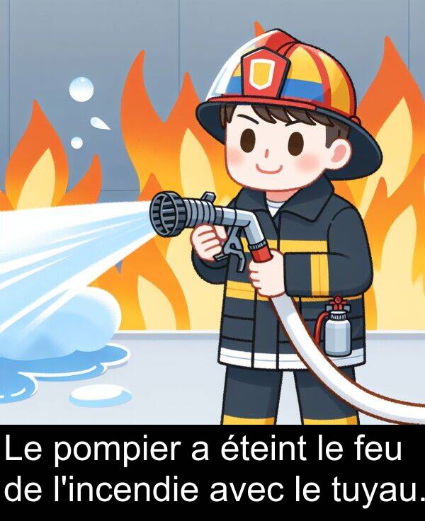 tuyau: Le pompier a éteint le feu de l'incendie avec le tuyau.