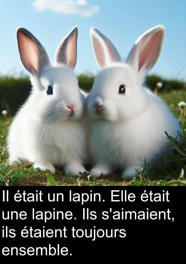 lapine: Il était un lapin. Elle était une lapine. Ils s'aimaient, ils étaient toujours ensemble.