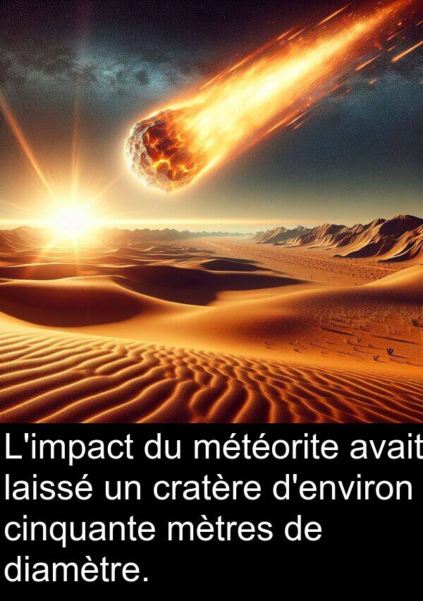 météorite: L'impact du météorite avait laissé un cratère d'environ cinquante mètres de diamètre.