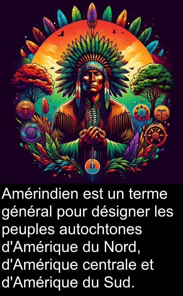 autochtones: Amérindien est un terme général pour désigner les peuples autochtones d'Amérique du Nord, d'Amérique centrale et d'Amérique du Sud.
