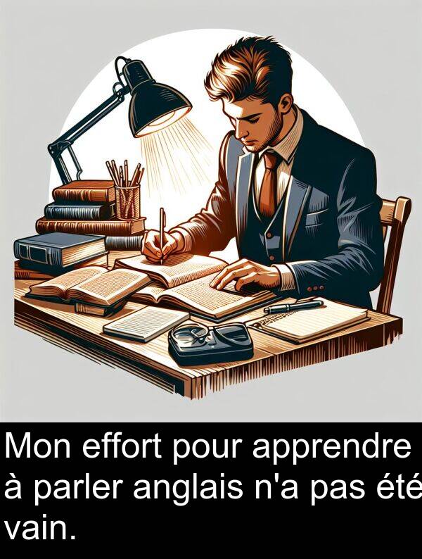 effort: Mon effort pour apprendre à parler anglais n'a pas été vain.