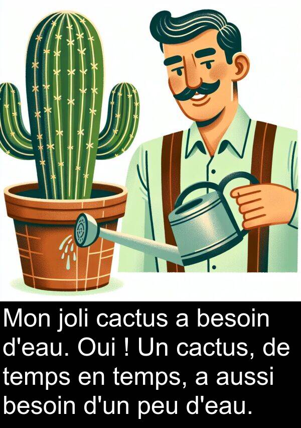 cactus: Mon joli cactus a besoin d'eau. Oui ! Un cactus, de temps en temps, a aussi besoin d'un peu d'eau.