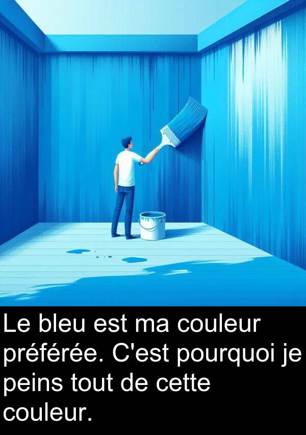couleur: Le bleu est ma couleur préférée. C'est pourquoi je peins tout de cette couleur.
