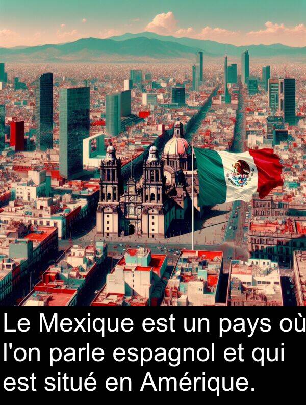situé: Le Mexique est un pays où l'on parle espagnol et qui est situé en Amérique.