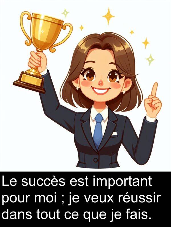 fais: Le succès est important pour moi ; je veux réussir dans tout ce que je fais.
