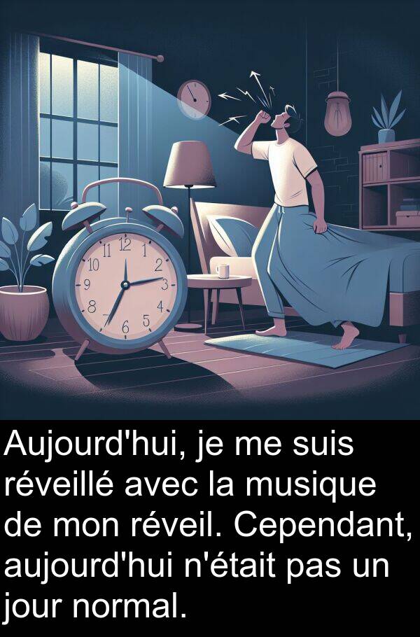 normal: Aujourd'hui, je me suis réveillé avec la musique de mon réveil. Cependant, aujourd'hui n'était pas un jour normal.