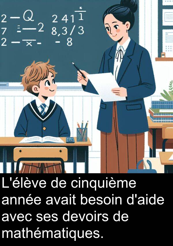 besoin: L'élève de cinquième année avait besoin d'aide avec ses devoirs de mathématiques.