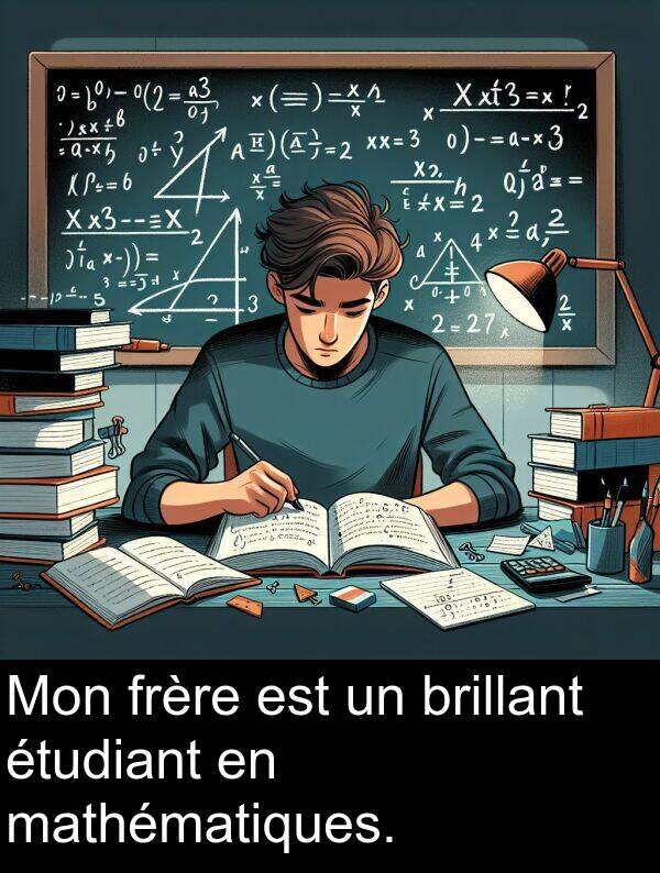 brillant: Mon frère est un brillant étudiant en mathématiques.