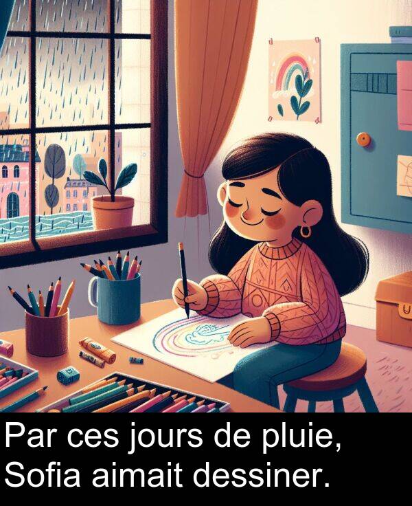 jours: Par ces jours de pluie, Sofia aimait dessiner.
