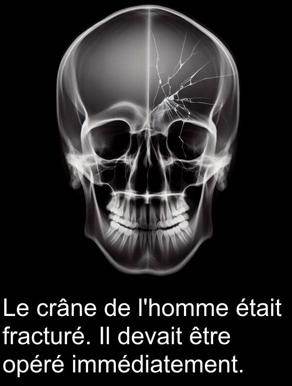 opéré: Le crâne de l'homme était fracturé. Il devait être opéré immédiatement.