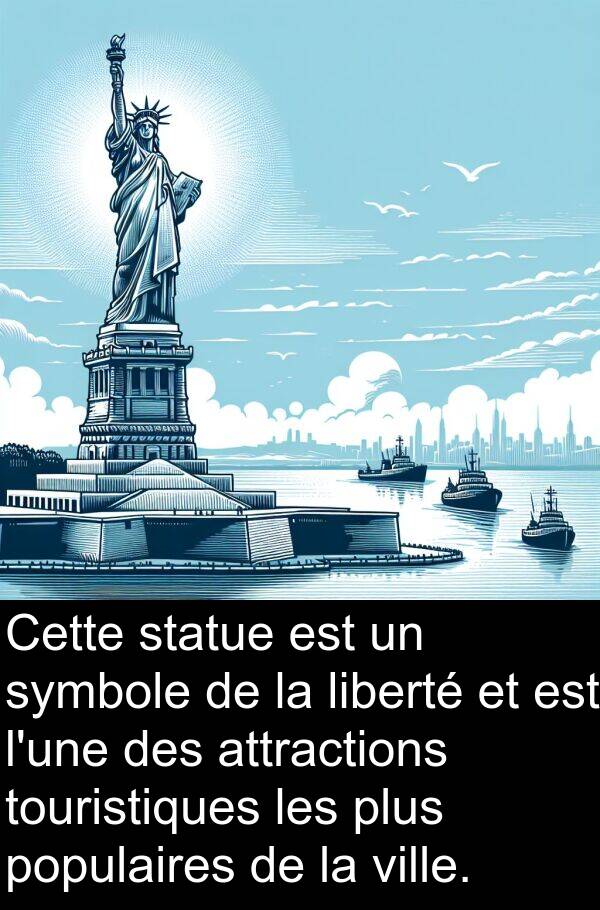 liberté: Cette statue est un symbole de la liberté et est l'une des attractions touristiques les plus populaires de la ville.