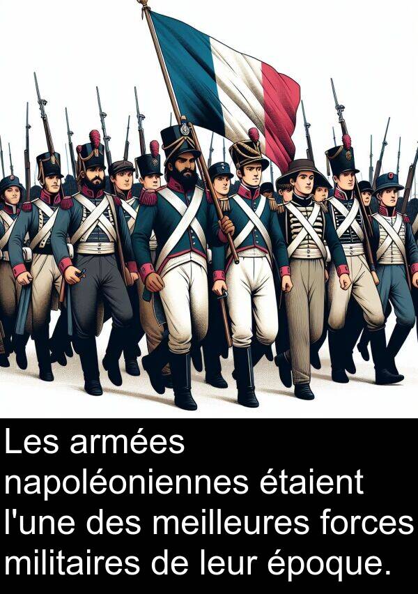 meilleures: Les armées napoléoniennes étaient l'une des meilleures forces militaires de leur époque.