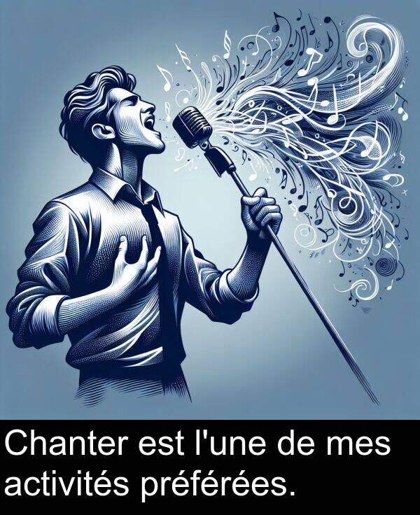 mes: Chanter est l'une de mes activités préférées.