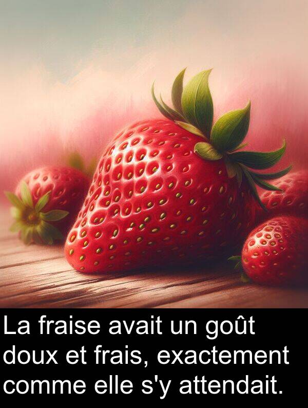 avait: La fraise avait un goût doux et frais, exactement comme elle s'y attendait.