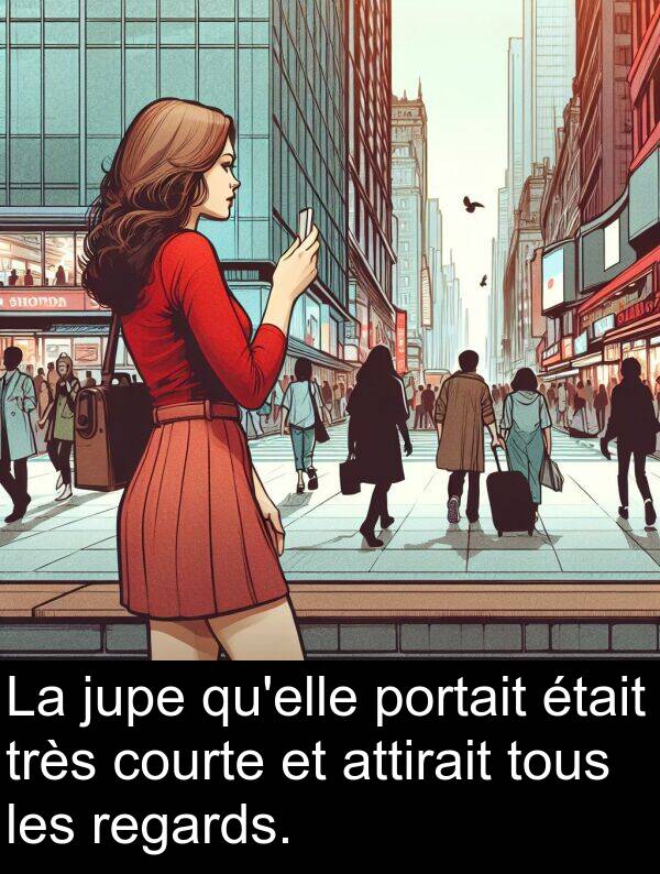 jupe: La jupe qu'elle portait était très courte et attirait tous les regards.