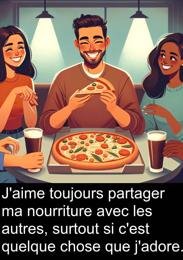 nourriture: J'aime toujours partager ma nourriture avec les autres, surtout si c'est quelque chose que j'adore.
