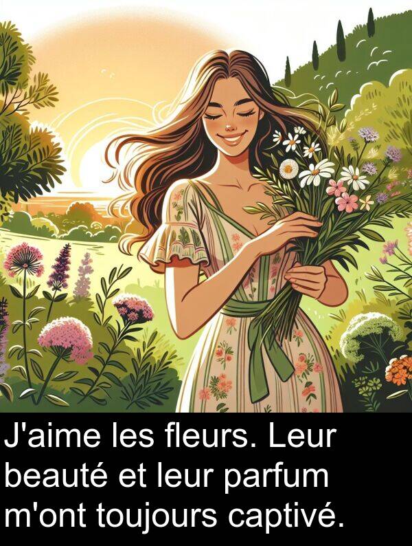 beauté: J'aime les fleurs. Leur beauté et leur parfum m'ont toujours captivé.