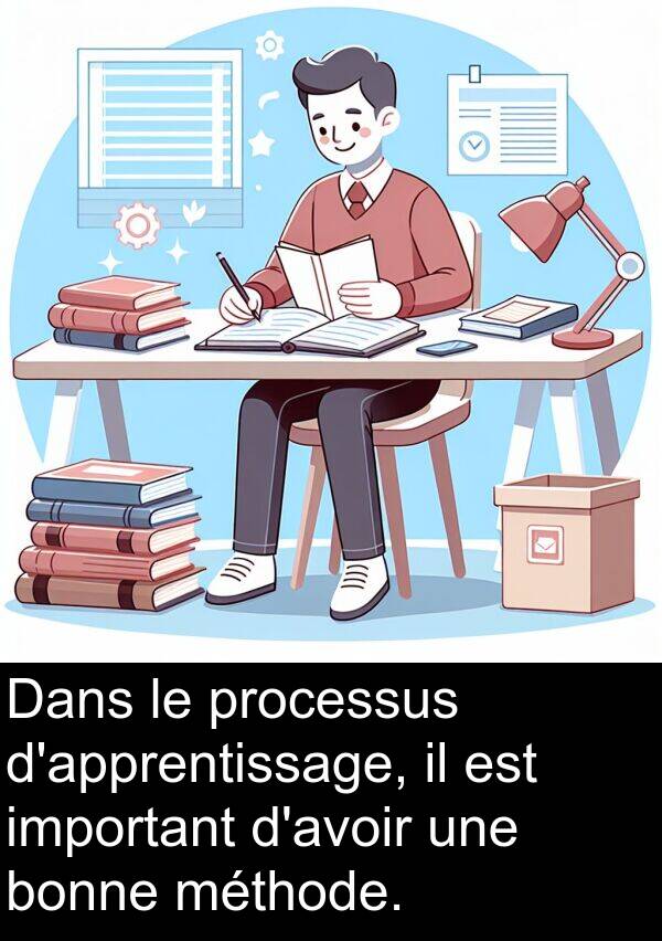 important: Dans le processus d'apprentissage, il est important d'avoir une bonne méthode.