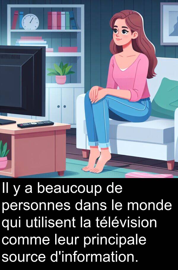 source: Il y a beaucoup de personnes dans le monde qui utilisent la télévision comme leur principale source d'information.