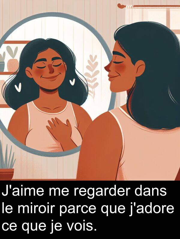 regarder: J'aime me regarder dans le miroir parce que j'adore ce que je vois.