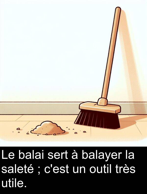 saleté: Le balai sert à balayer la saleté ; c'est un outil très utile.
