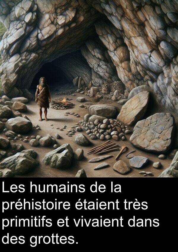 vivaient: Les humains de la préhistoire étaient très primitifs et vivaient dans des grottes.