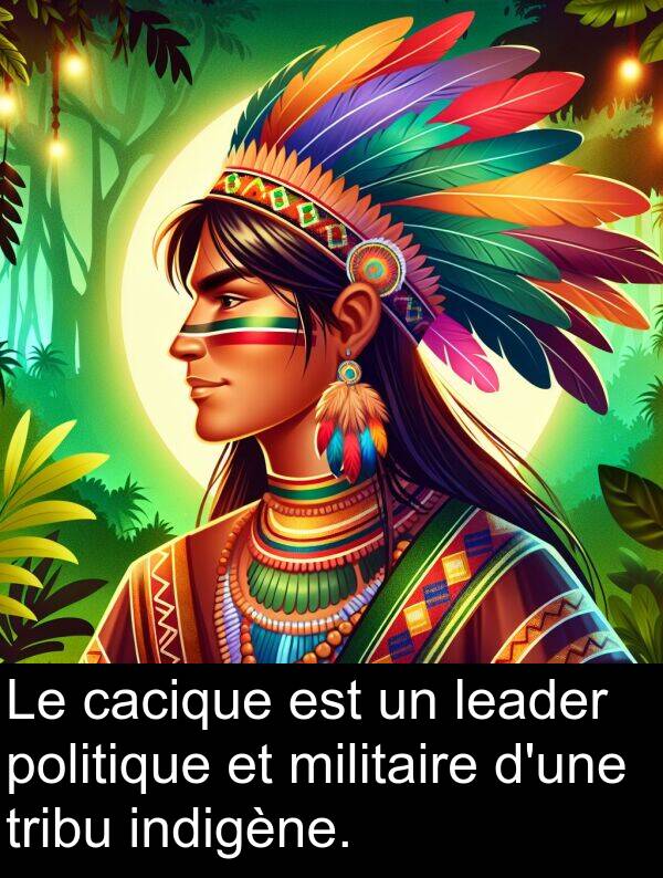 cacique: Le cacique est un leader politique et militaire d'une tribu indigène.