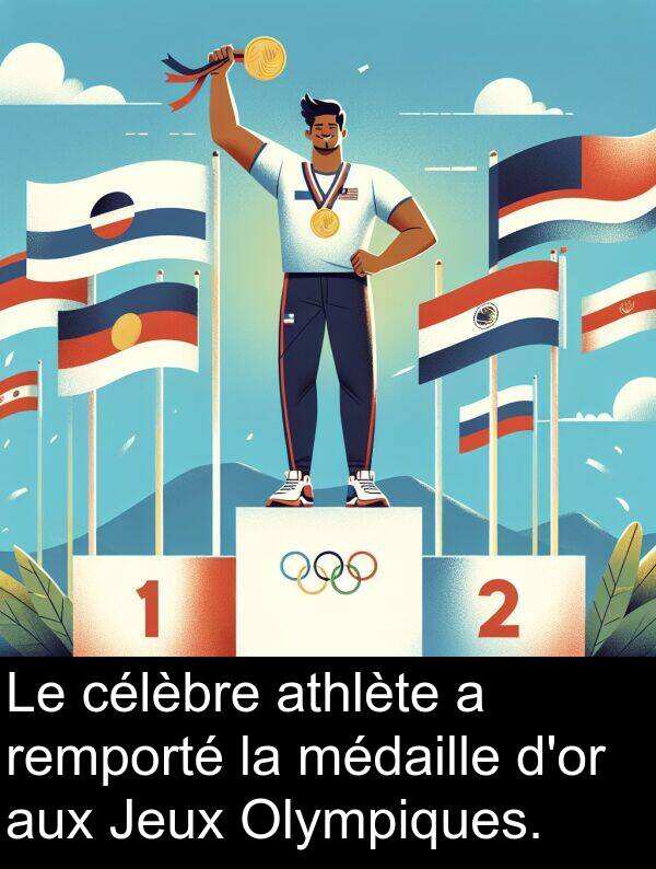 médaille: Le célèbre athlète a remporté la médaille d'or aux Jeux Olympiques.