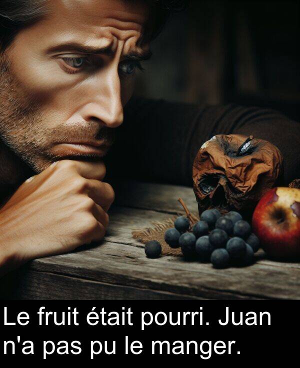 manger: Le fruit était pourri. Juan n'a pas pu le manger.