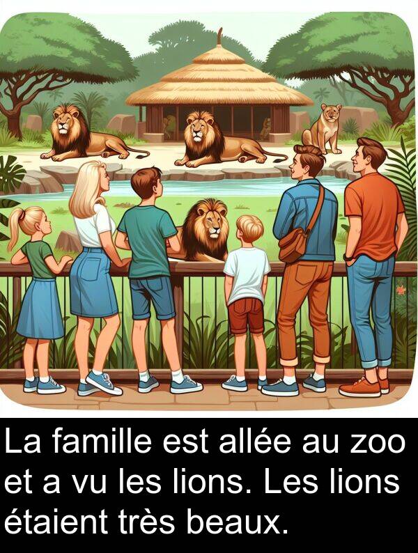 beaux: La famille est allée au zoo et a vu les lions. Les lions étaient très beaux.