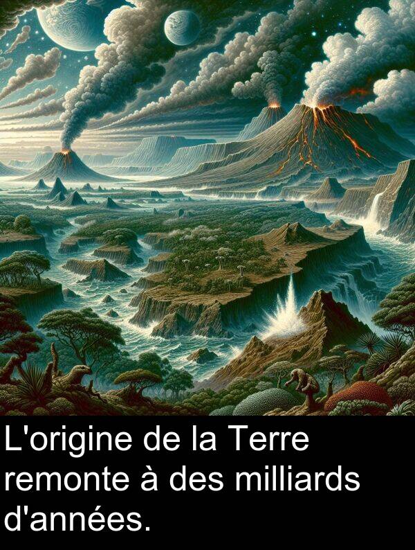 remonte: L'origine de la Terre remonte à des milliards d'années.