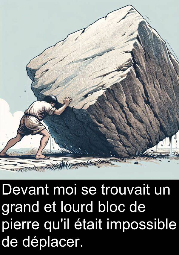 trouvait: Devant moi se trouvait un grand et lourd bloc de pierre qu'il était impossible de déplacer.