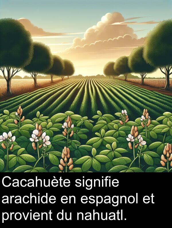 arachide: Cacahuète signifie arachide en espagnol et provient du nahuatl.