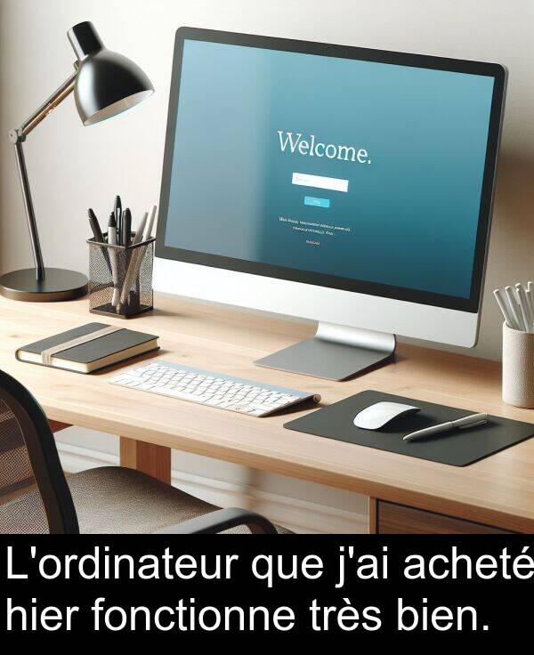que: L'ordinateur que j'ai acheté hier fonctionne très bien.