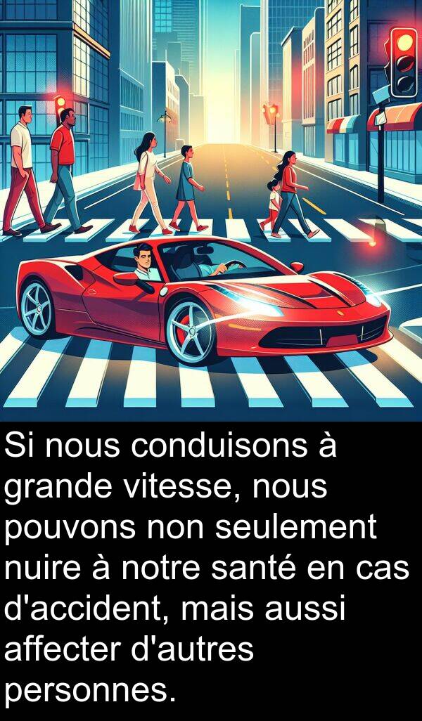 seulement: Si nous conduisons à grande vitesse, nous pouvons non seulement nuire à notre santé en cas d'accident, mais aussi affecter d'autres personnes.