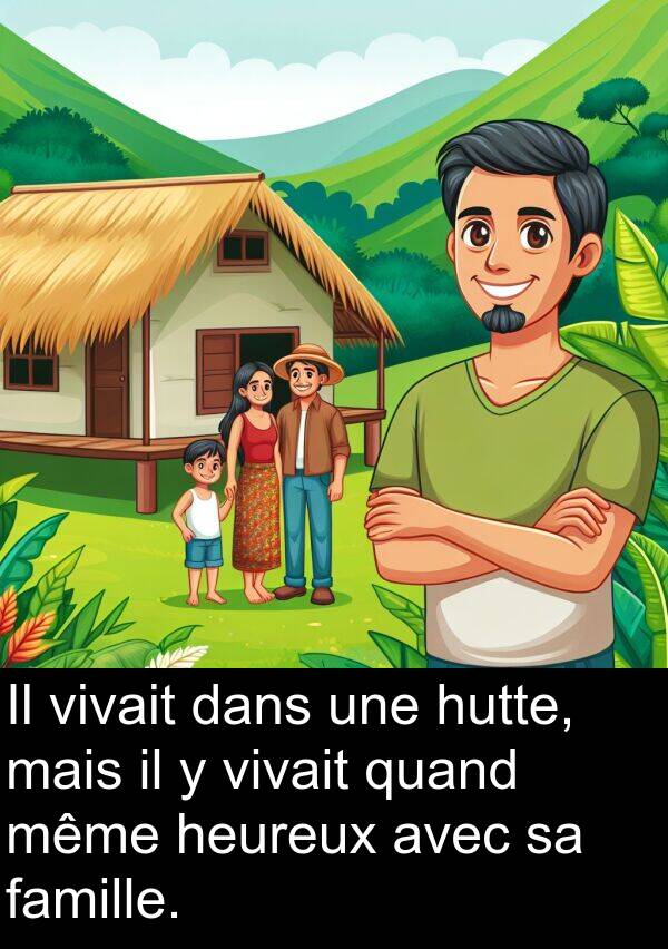 quand: Il vivait dans une hutte, mais il y vivait quand même heureux avec sa famille.