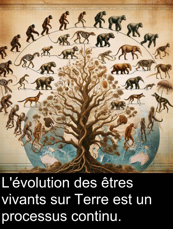 vivants: L'évolution des êtres vivants sur Terre est un processus continu.