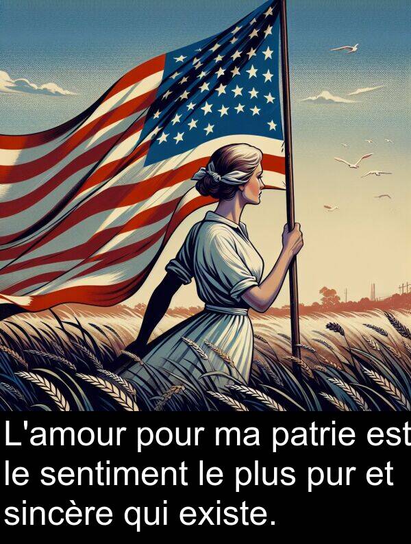 sincère: L'amour pour ma patrie est le sentiment le plus pur et sincère qui existe.