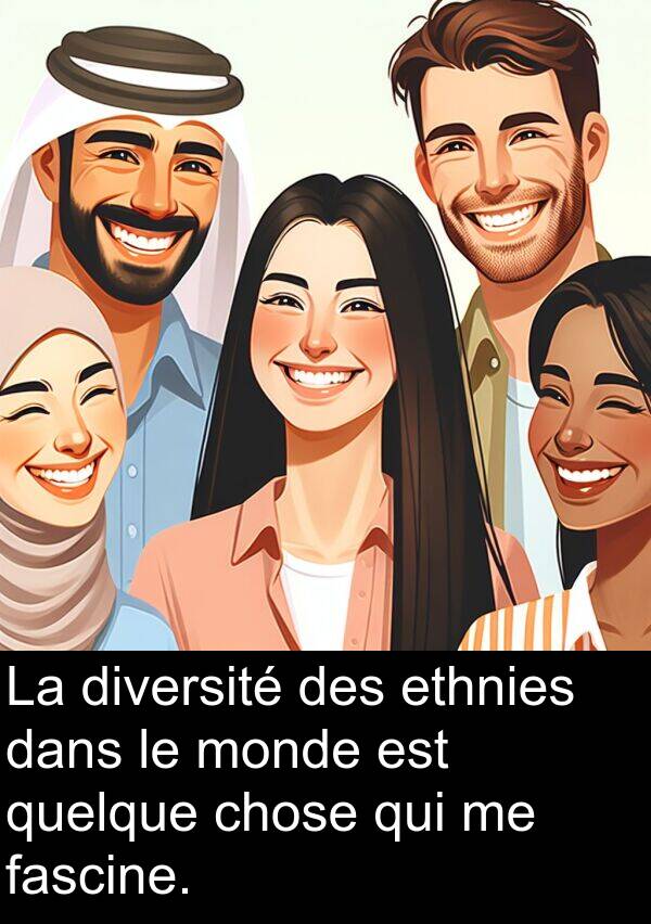 diversité: La diversité des ethnies dans le monde est quelque chose qui me fascine.