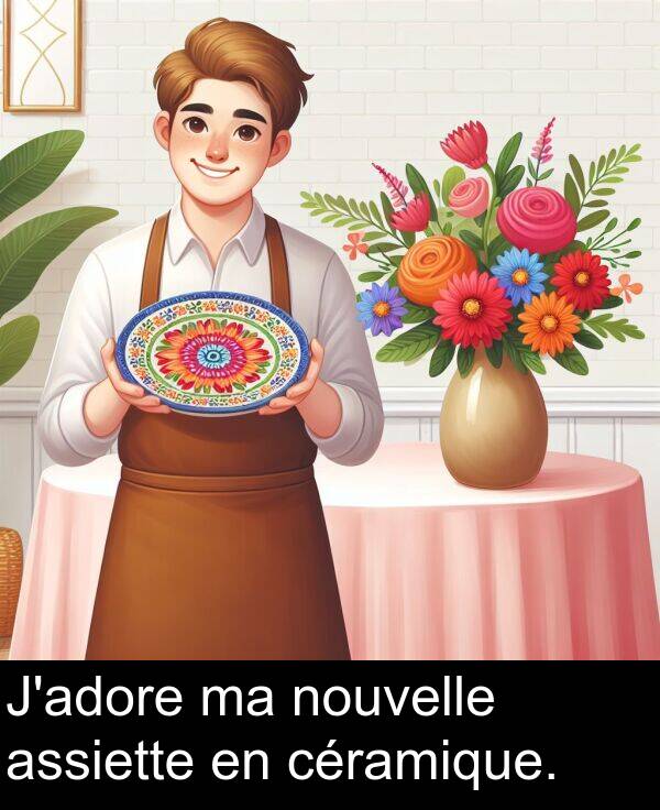 céramique: J'adore ma nouvelle assiette en céramique.