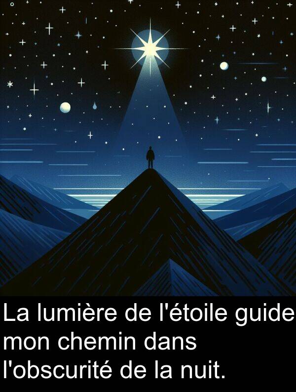 nuit: La lumière de l'étoile guide mon chemin dans l'obscurité de la nuit.