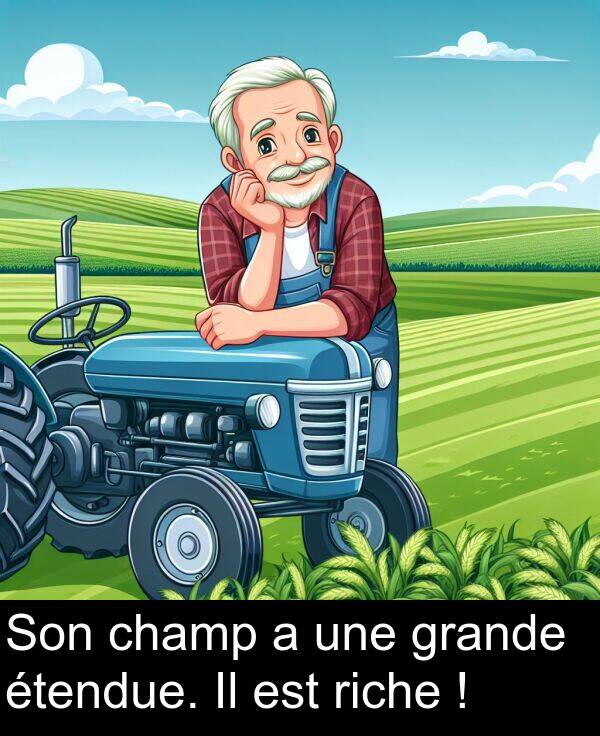 champ: Son champ a une grande étendue. Il est riche !