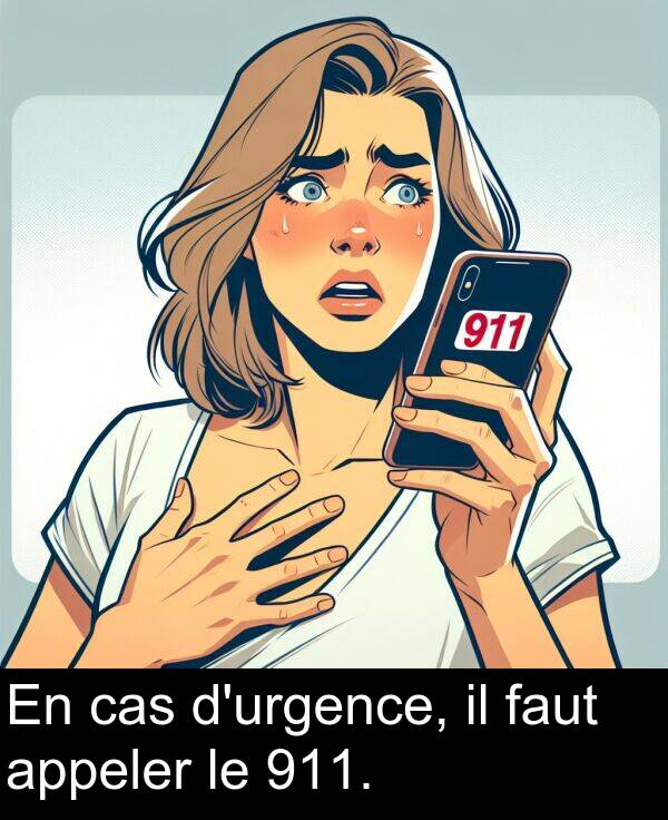 cas: En cas d'urgence, il faut appeler le 911.