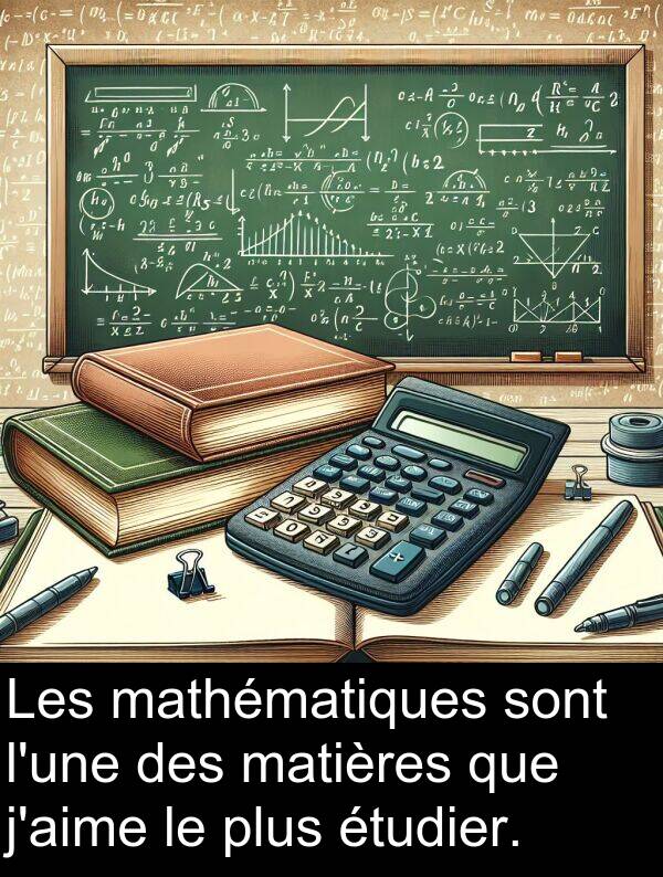 matières: Les mathématiques sont l'une des matières que j'aime le plus étudier.